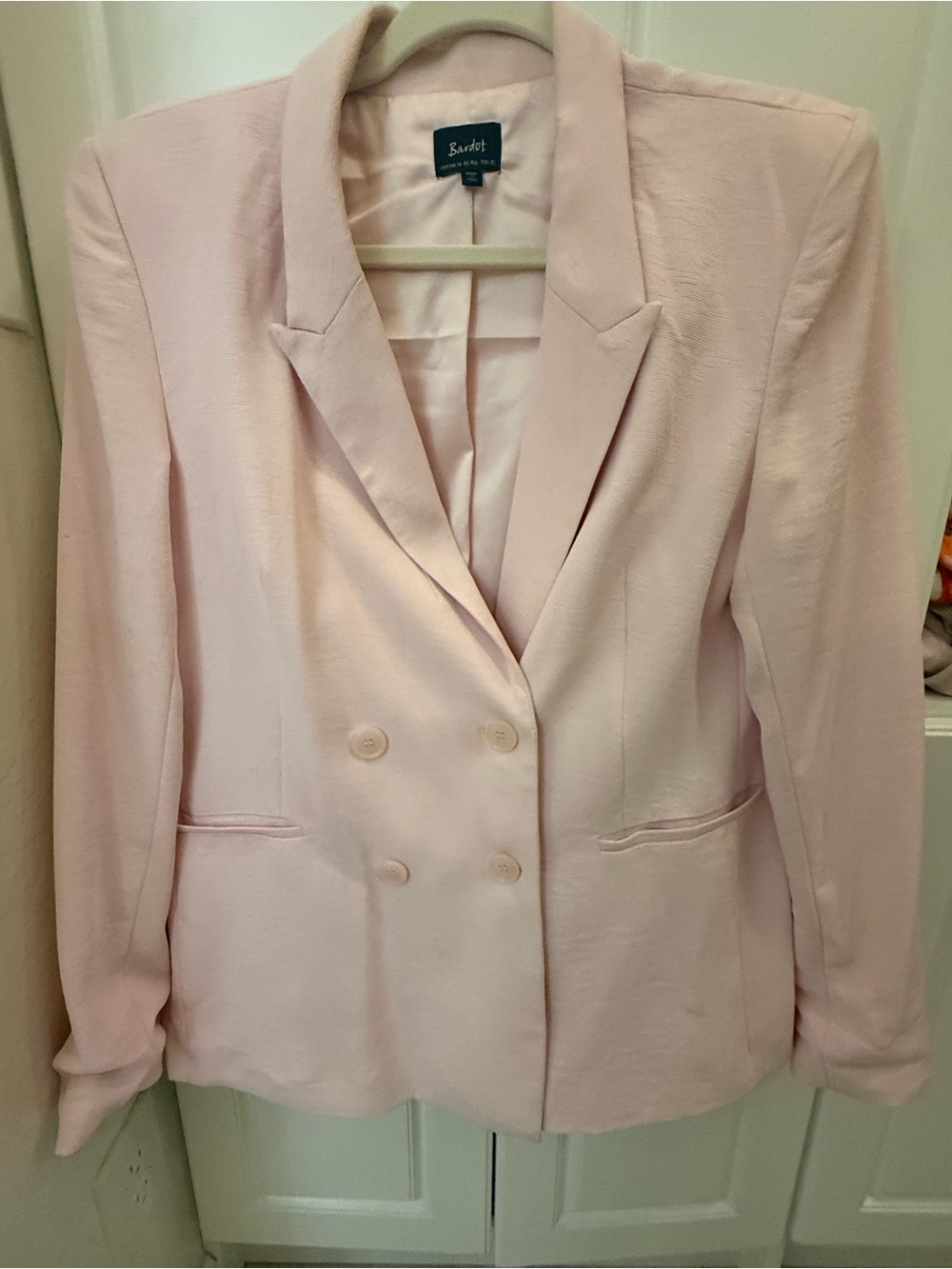 Bardot Pale Pink Double-Breasted Blazer